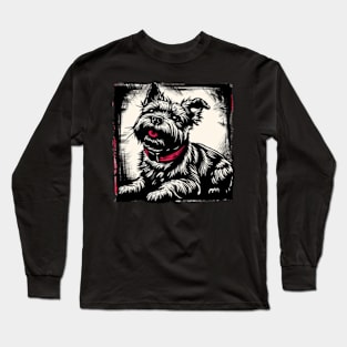 Retro Art Cairn Terrier Dog Lover Long Sleeve T-Shirt